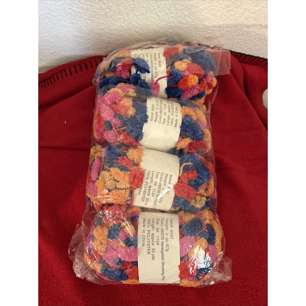 Yarn Variegated Shocking Pink 33 Yards Each Lot Of 4 New